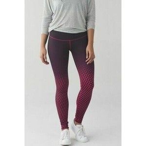 EUC LULULEMON Wunder Under Legging Pant Berry Rumble Pink Dot Size 8